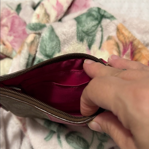 Coach Fuchsia and Brown Signature Wristlet - Picture 2 of 2